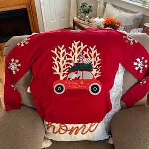 Santa in Car Ugly Christmas Sweater XL